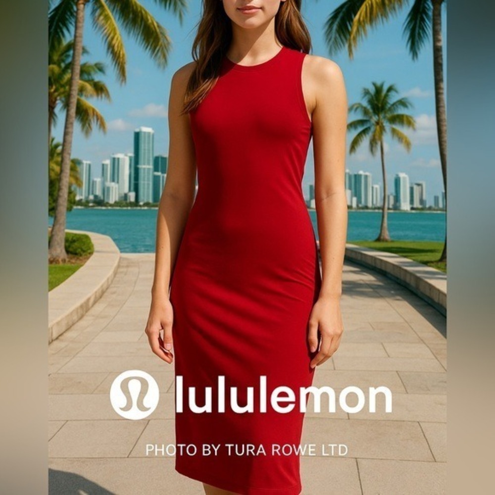 Lululemon‎ All Aligned Midi Dress Dark Red Nulu Size 2 NWT Athleisure ❤️